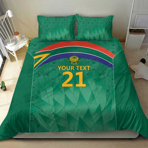 South Africa Cricket Custom Bedding Set African King Proteas Green