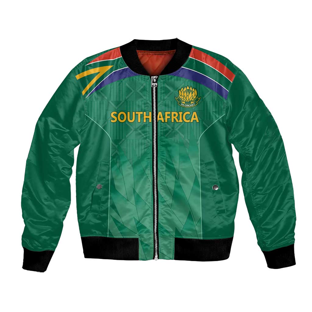 South Africa Cricket Custom Bomber Jacket African King Proteas Green