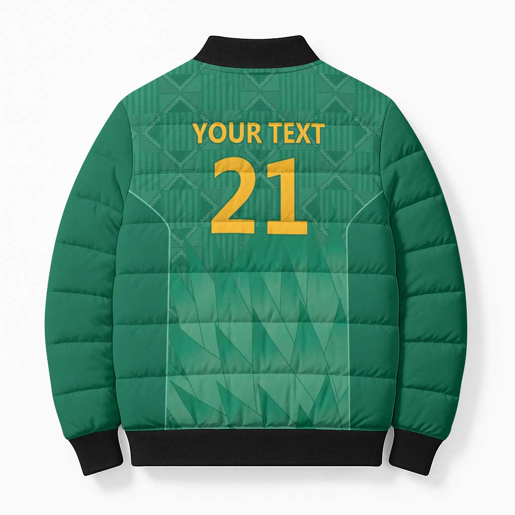 South Africa Cricket Custom Bomber Puffer Jacket African King Proteas Green