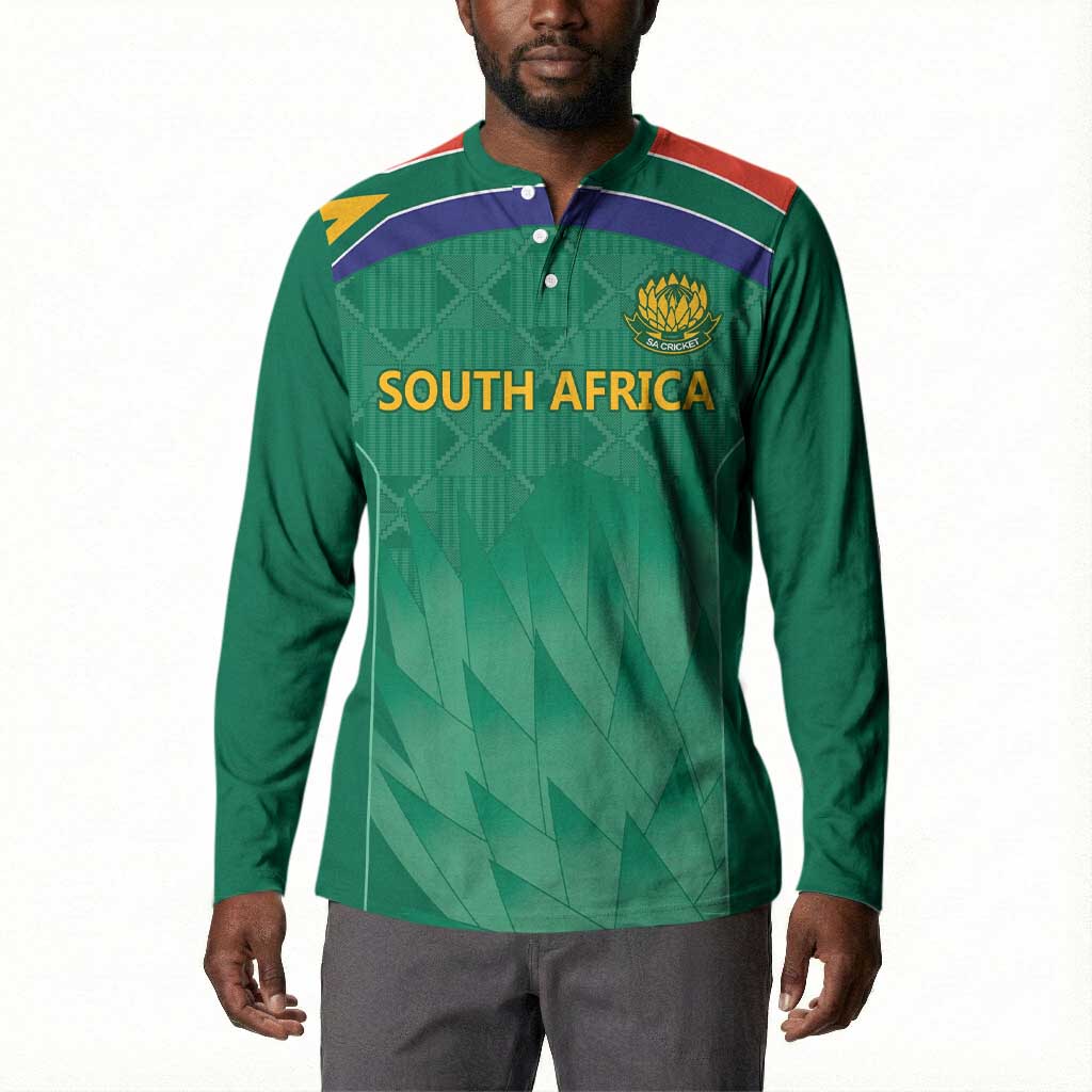 South Africa Cricket Custom Button Sweatshirt African King Proteas Green