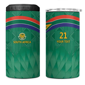 South Africa Cricket Custom 4 in 1 Can Cooler Tumbler African King Proteas Green