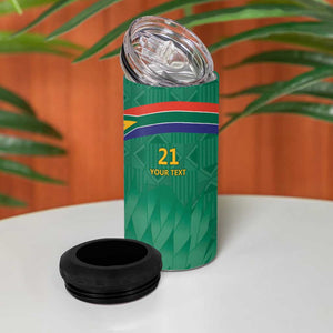 South Africa Cricket Custom 4 in 1 Can Cooler Tumbler African King Proteas Green