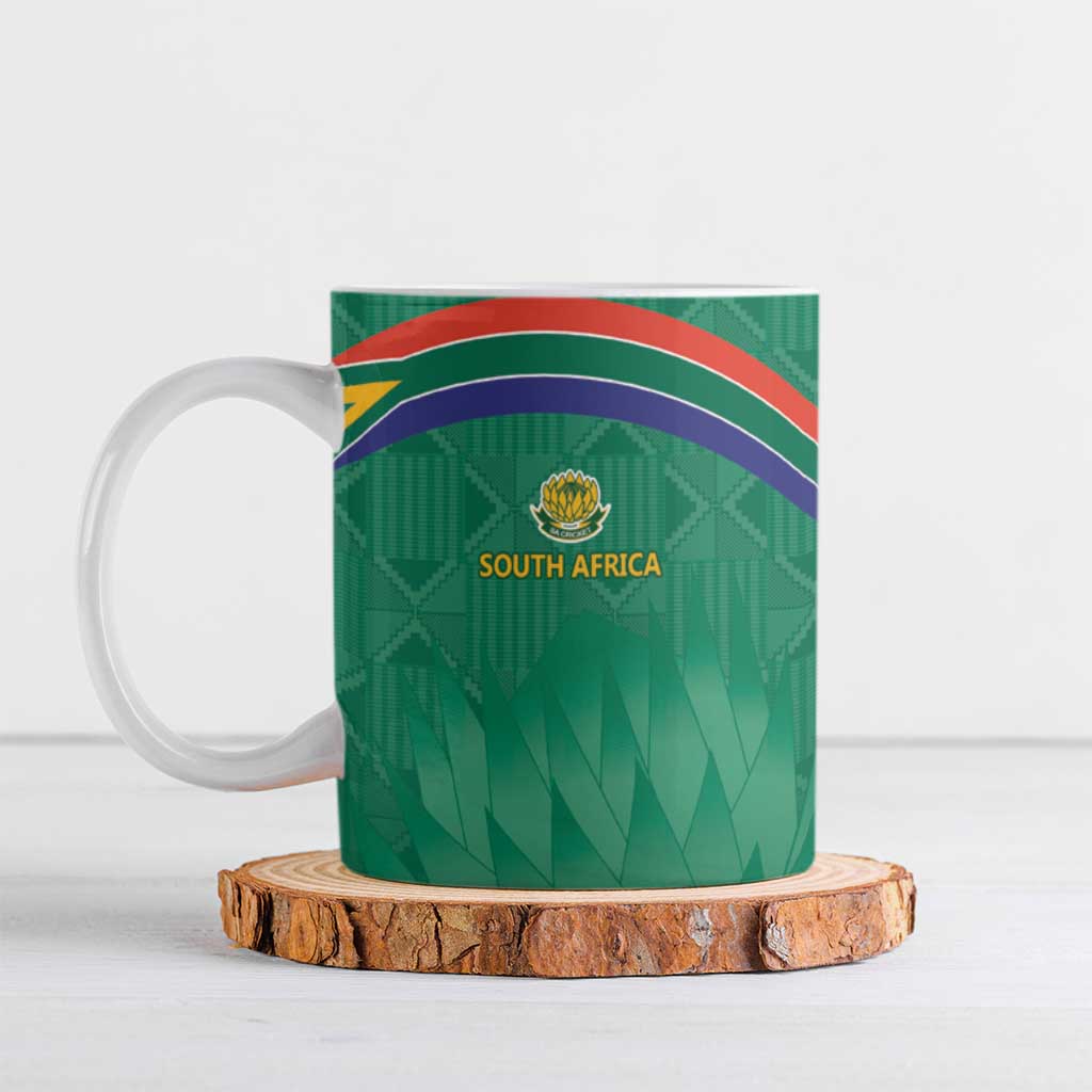 South Africa Cricket Custom Ceramic Mug African King Proteas Green