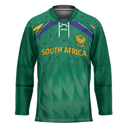 South Africa Cricket Custom Hockey Jersey African King Proteas Green