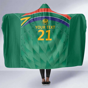 South Africa Cricket Custom Hooded Blanket African King Proteas Green