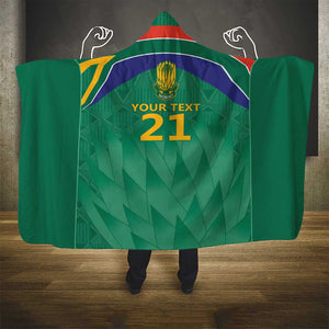 South Africa Cricket Custom Hooded Blanket African King Proteas Green