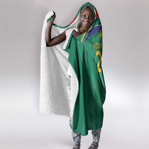 South Africa Cricket Custom Hooded Blanket African King Proteas Green