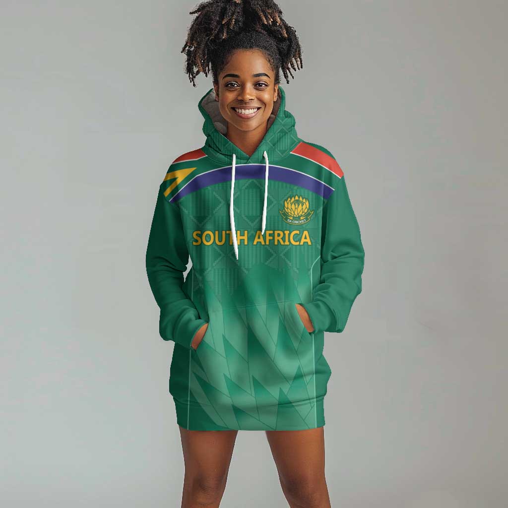 South Africa Cricket Custom Hoodie Dress African King Proteas Green