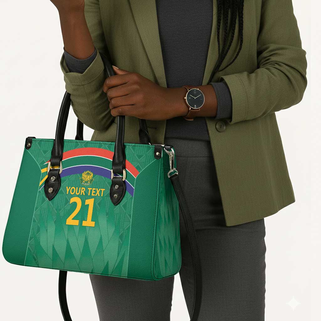 South Africa Cricket Custom Leather Bag African King Proteas Green