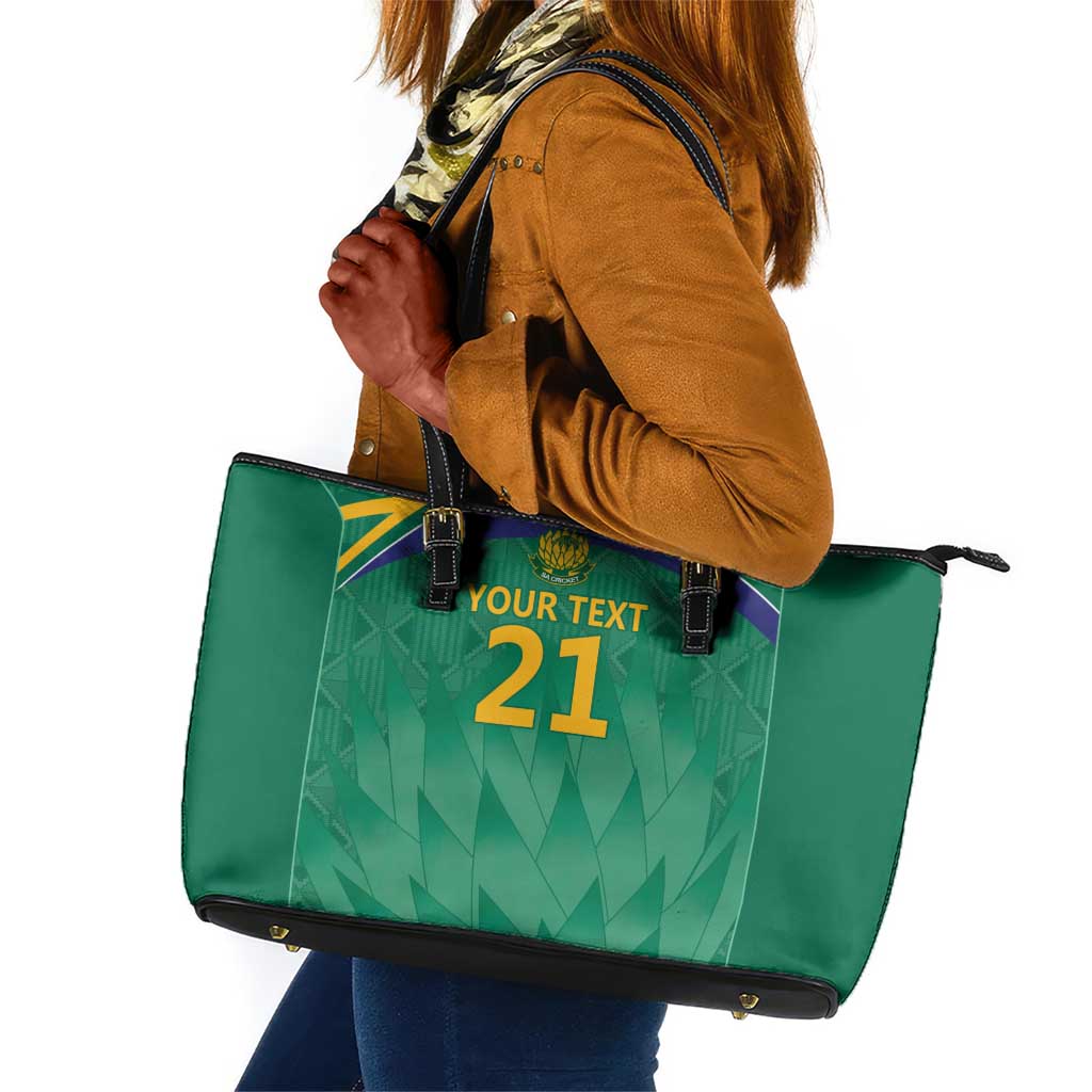 South Africa Cricket Custom Leather Tote Bag African King Proteas Green