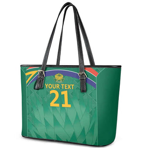 South Africa Cricket Custom Leather Tote Bag African King Proteas Green