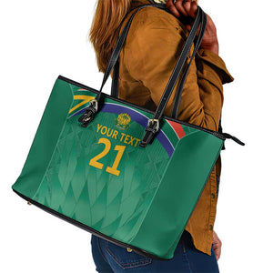 South Africa Cricket Custom Leather Tote Bag African King Proteas Green