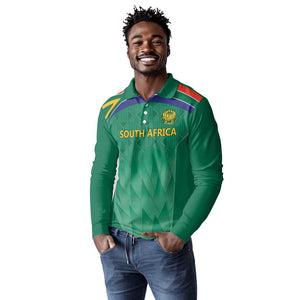 South Africa Cricket Custom Long Sleeve Polo Shirt African King Proteas Green