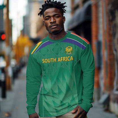 South Africa Cricket Custom Long Sleeve Shirt African King Proteas Green