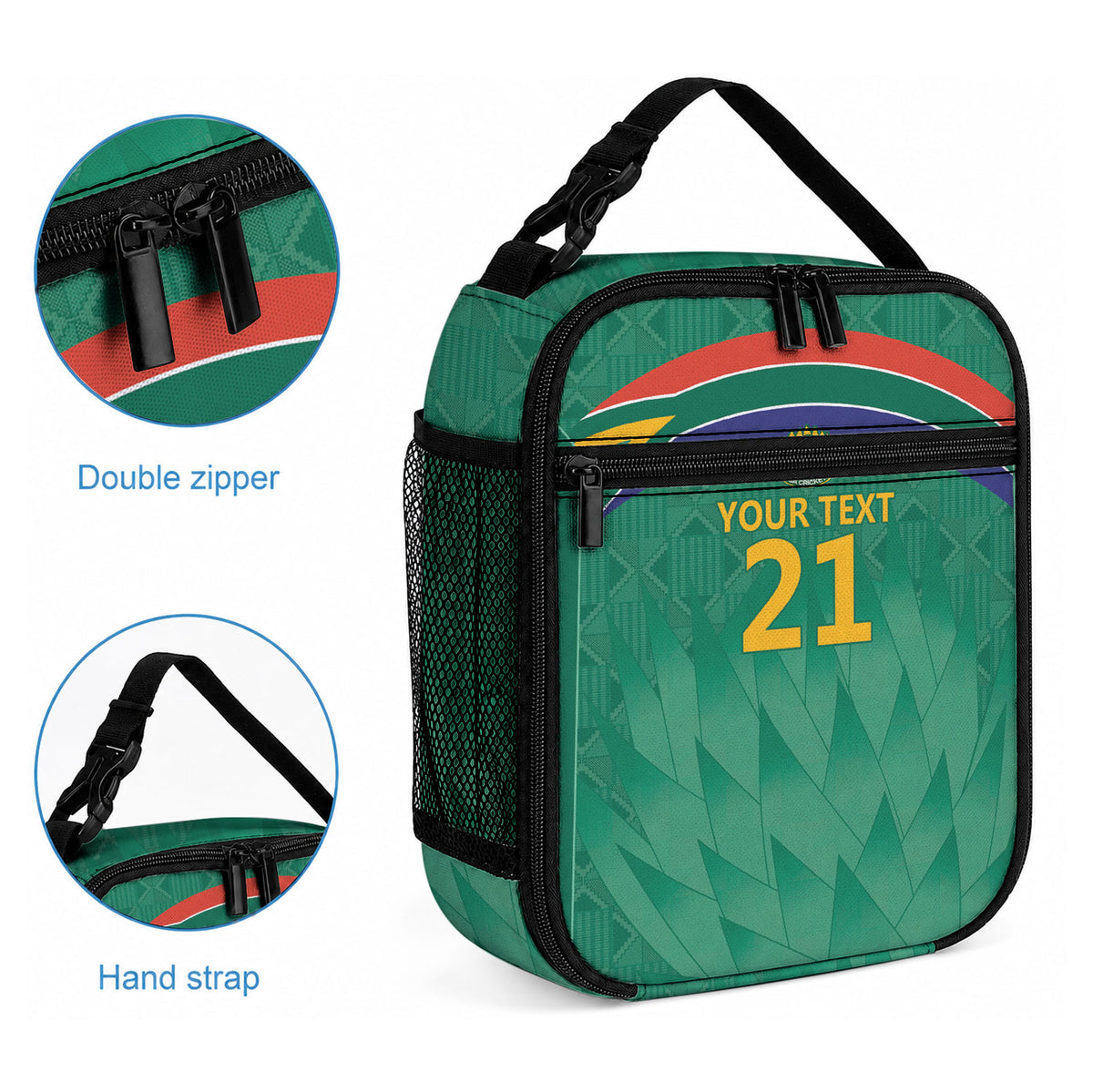 South Africa Cricket Custom Lunch Bag African King Proteas Green