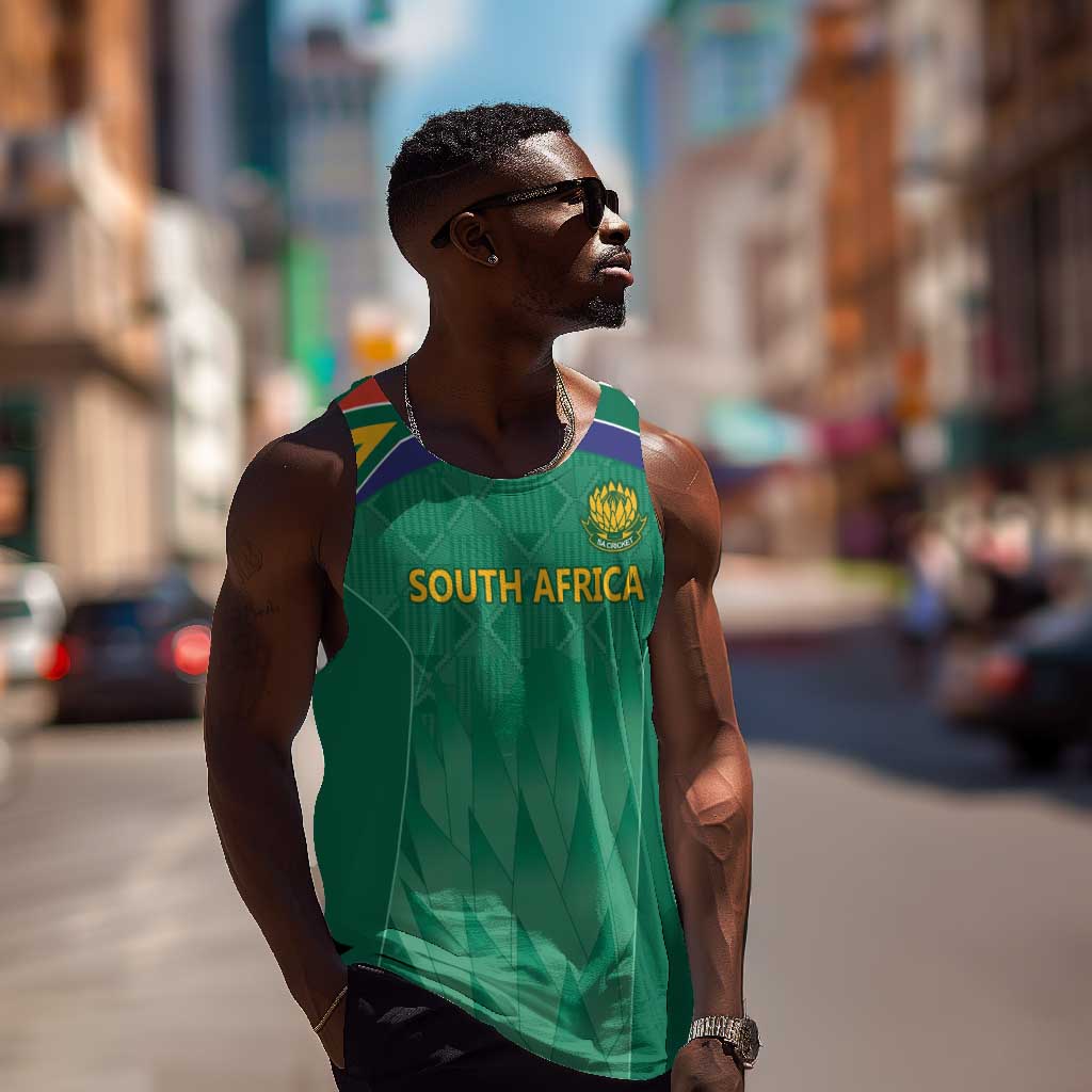 South Africa Cricket Custom Men Tank Top African King Proteas Green