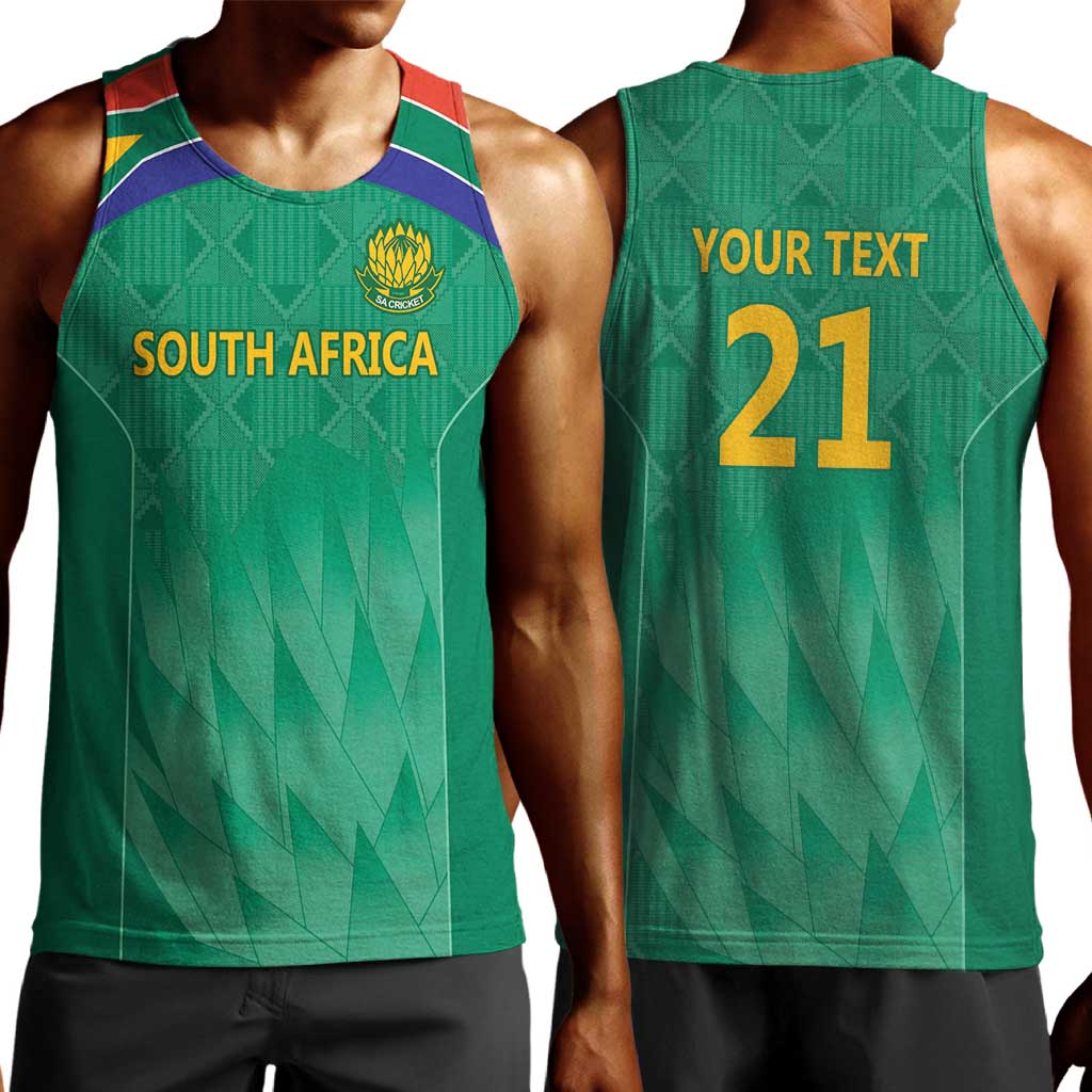 South Africa Cricket Custom Men Tank Top African King Proteas Green