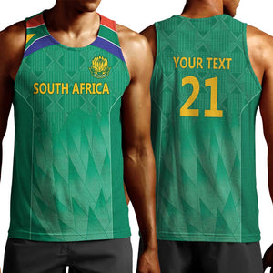 South Africa Cricket Custom Men Tank Top African King Proteas Green