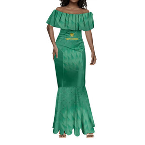 South Africa Cricket Custom Mermaid Dress African King Proteas Green