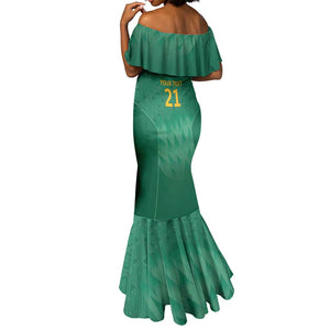 South Africa Cricket Custom Mermaid Dress African King Proteas Green