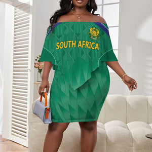 South Africa Cricket Custom Off Shoulder Short Dress African King Proteas Green