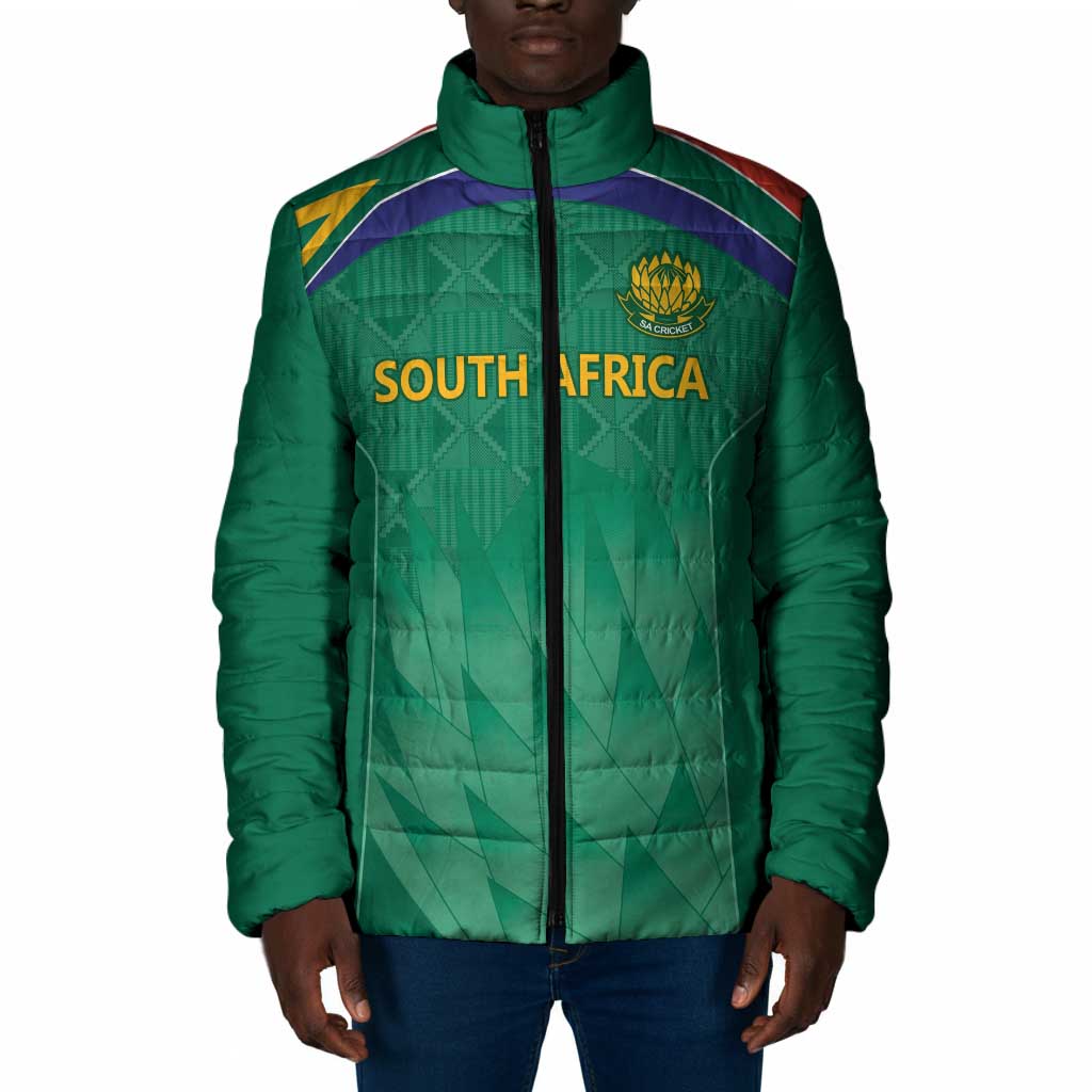South Africa Cricket Custom Padded Jacket African King Proteas Green