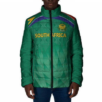 South Africa Cricket Custom Padded Jacket African King Proteas Green