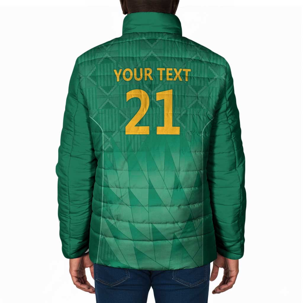 South Africa Cricket Custom Padded Jacket African King Proteas Green