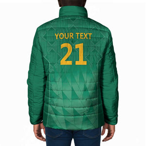 South Africa Cricket Custom Padded Jacket African King Proteas Green
