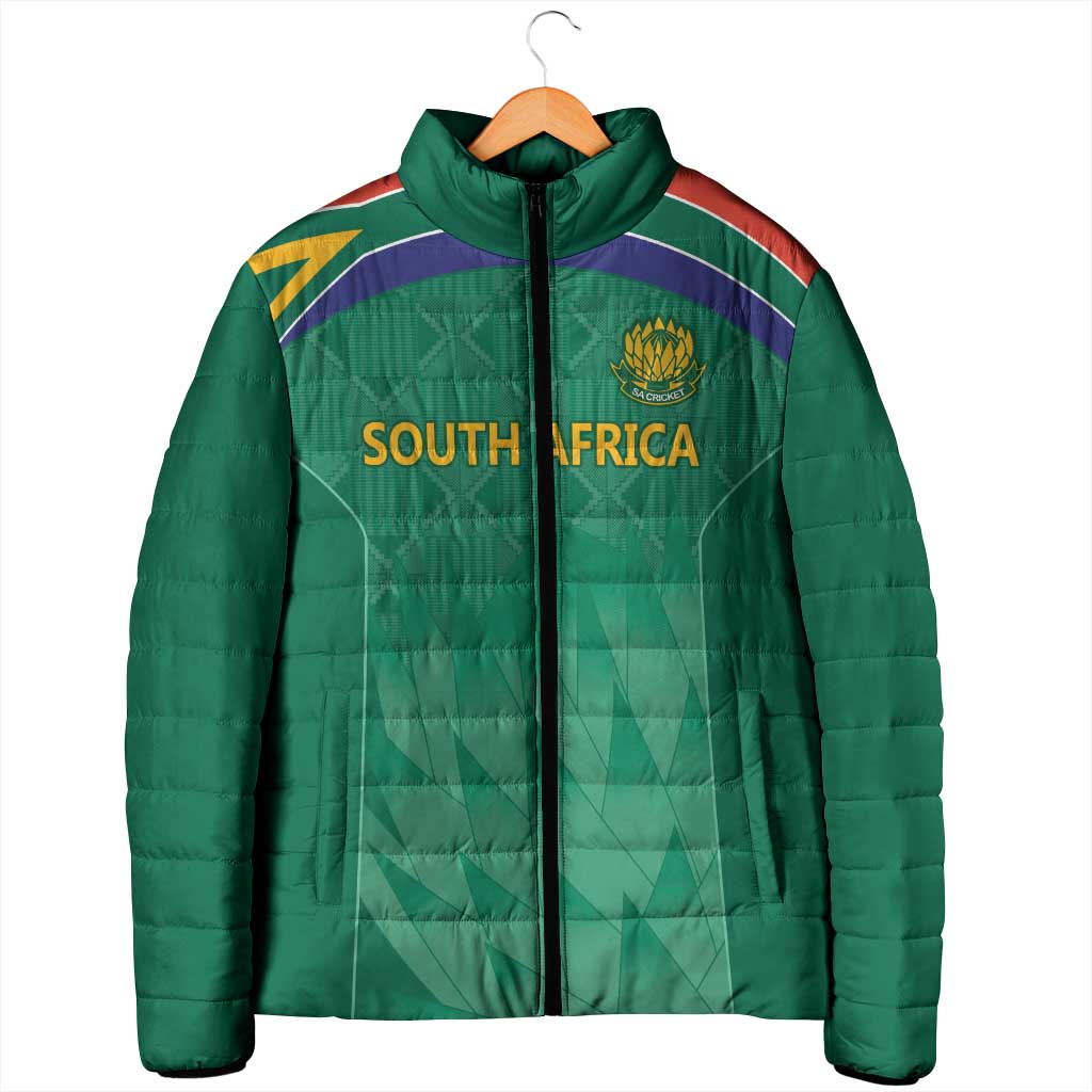 South Africa Cricket Custom Padded Jacket African King Proteas Green