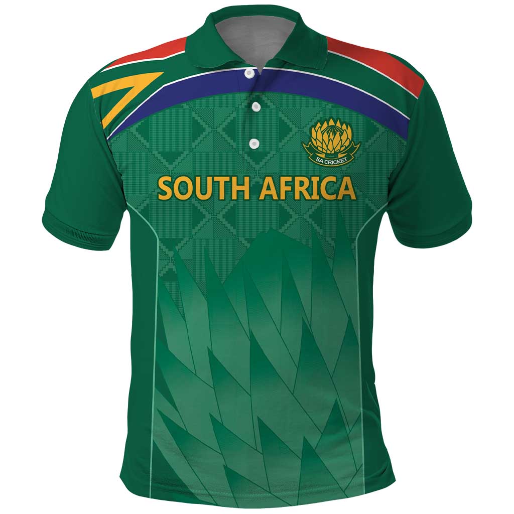 South Africa Cricket Custom Polo Shirt African King Proteas Green