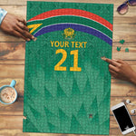 South Africa Cricket Custom Puzzle African King Proteas Green