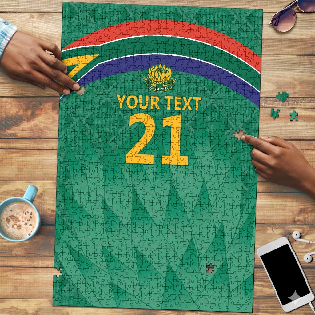 South Africa Cricket Custom Puzzle African King Proteas Green
