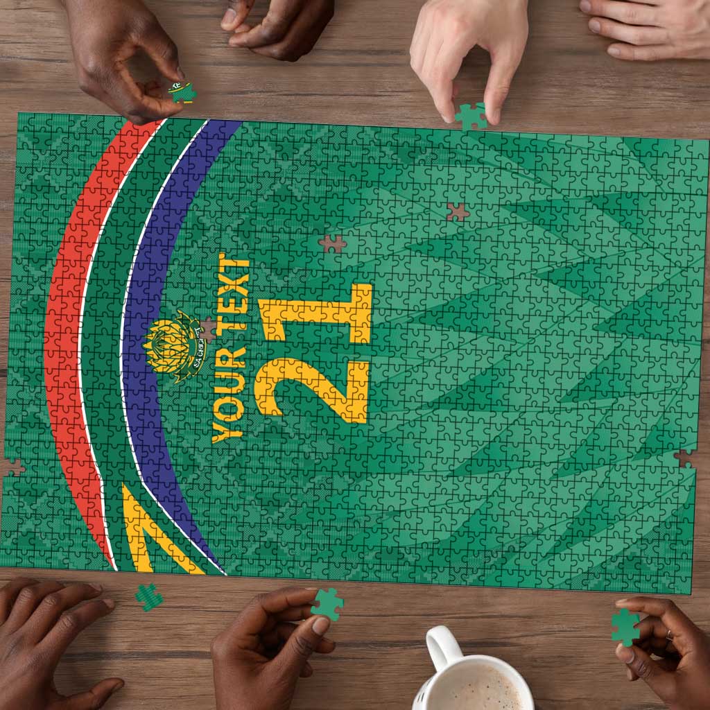South Africa Cricket Custom Puzzle African King Proteas Green