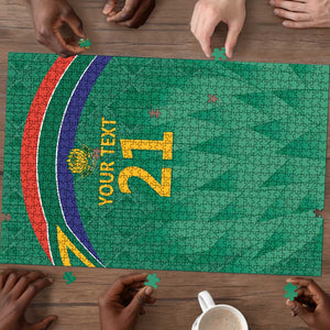 South Africa Cricket Custom Puzzle African King Proteas Green