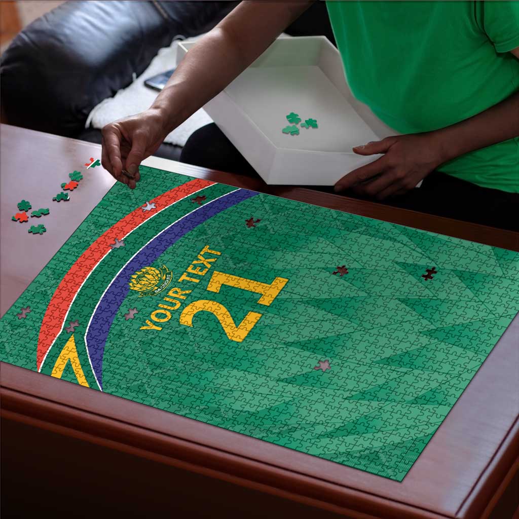 South Africa Cricket Custom Puzzle African King Proteas Green