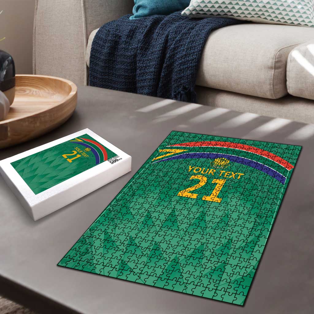 South Africa Cricket Custom Puzzle African King Proteas Green
