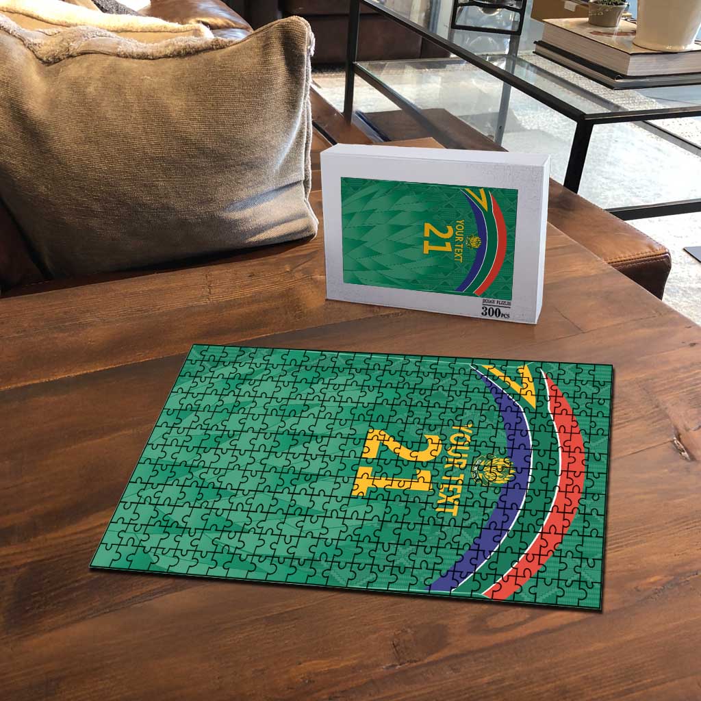 South Africa Cricket Custom Puzzle African King Proteas Green