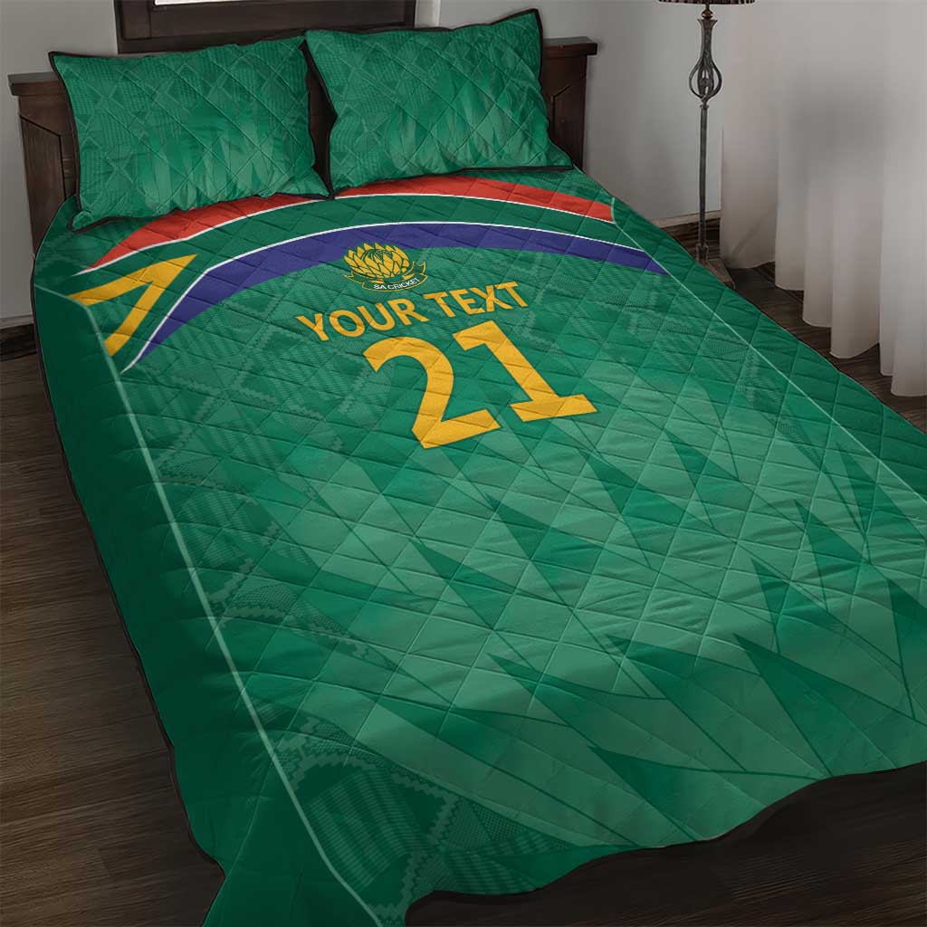 South Africa Cricket Custom Quilt Bed Set African King Proteas Green