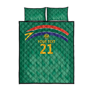 South Africa Cricket Custom Quilt Bed Set African King Proteas Green