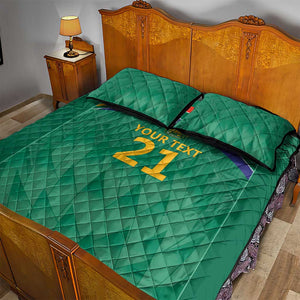 South Africa Cricket Custom Quilt Bed Set African King Proteas Green