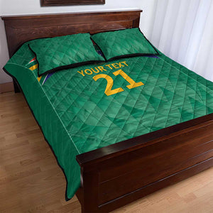 South Africa Cricket Custom Quilt Bed Set African King Proteas Green