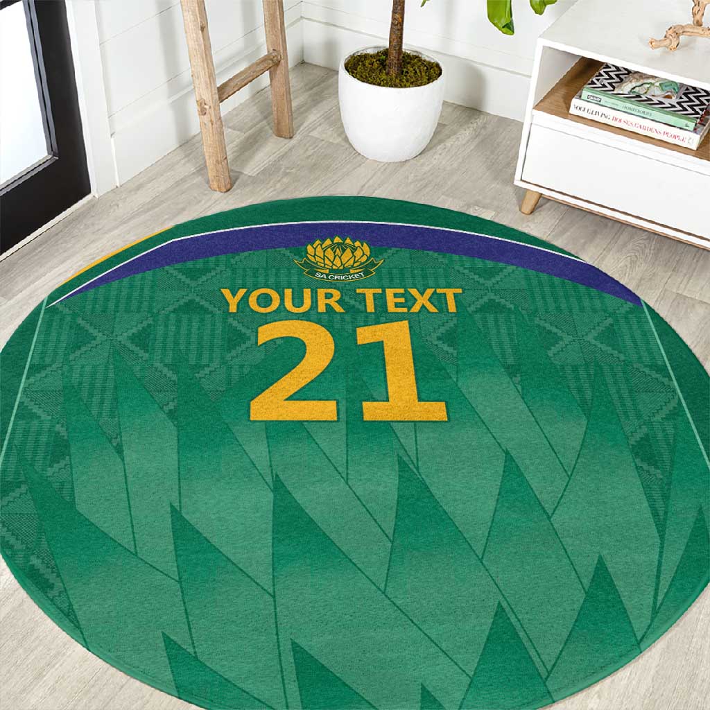 South Africa Cricket Custom Round Carpet African King Proteas Green