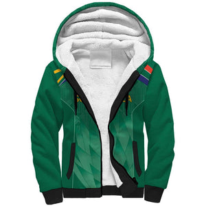 South Africa Cricket Custom Sherpa Hoodie African King Proteas Green