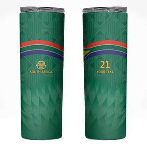 South Africa Cricket Custom Skinny Tumbler African King Proteas Green