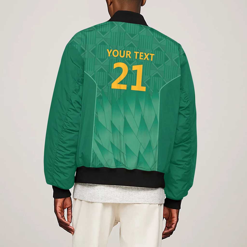 South Africa Cricket Custom Sleeve Zip Bomber Jacket African King Proteas Green