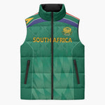 South Africa Cricket Custom Sleeveless Puffer Jacket African King Proteas Green