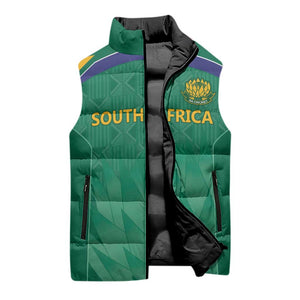 South Africa Cricket Custom Sleeveless Puffer Jacket African King Proteas Green