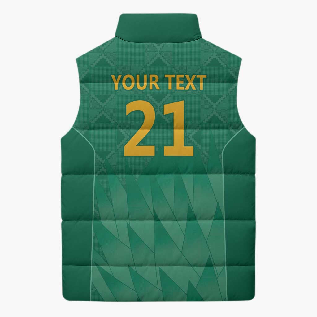 South Africa Cricket Custom Sleeveless Puffer Jacket African King Proteas Green