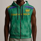 South Africa Cricket Custom Sleeveless Zip Hoodie African King Proteas Green - African Pride